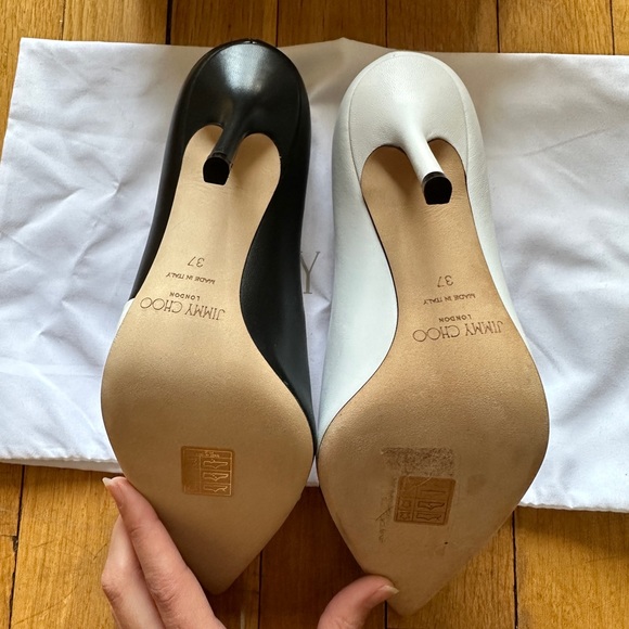 SOLD - Jimmy Choo Love 100 Black and White Napa and Patent Leather NIB sz 37 - Picture 5 of 7